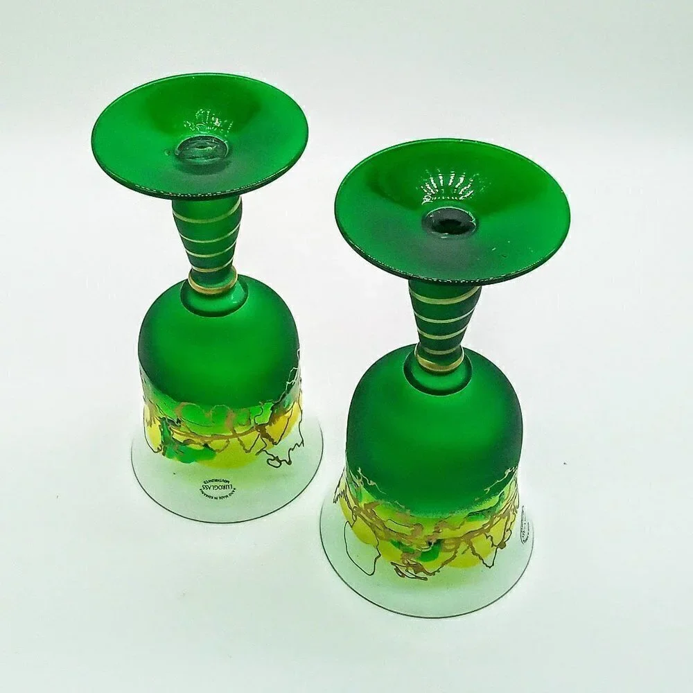 Euroglass Romanian Handmade Green Gold Glasses (2)